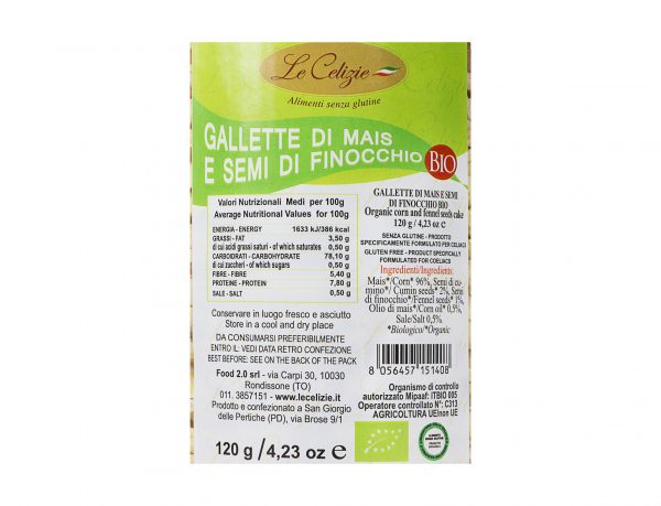 Gallette mais e semi di finocchio BIO