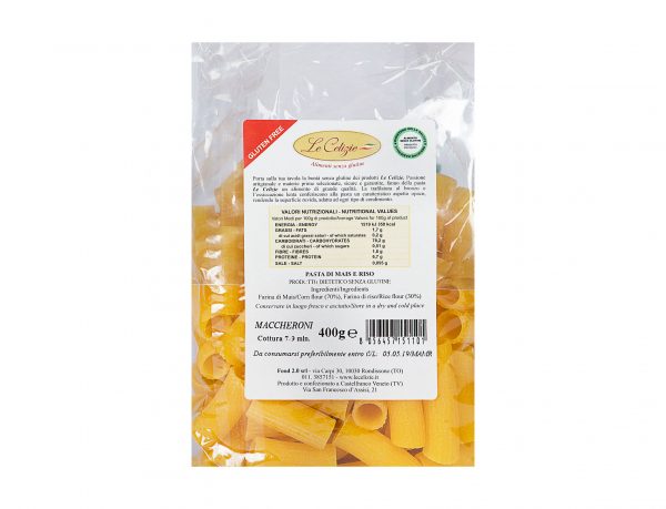 Maccheroni pasta di mais e riso gluten free