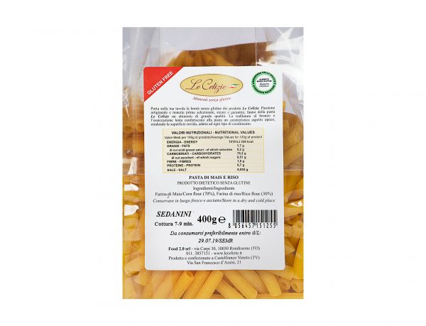 Sedanini pasta di mais e riso gluten free