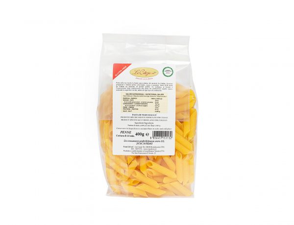 Penne pasta di mais giallo senza lattosio