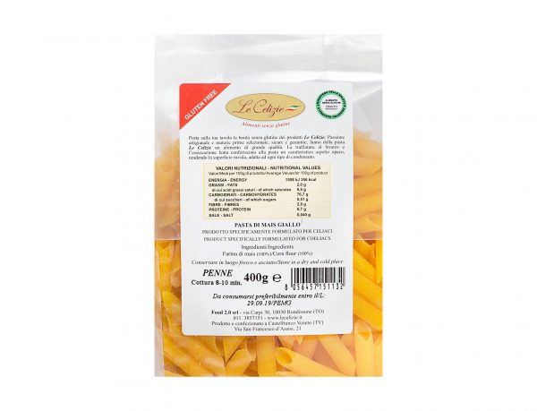 Penne pasta di mais giallo gluten free